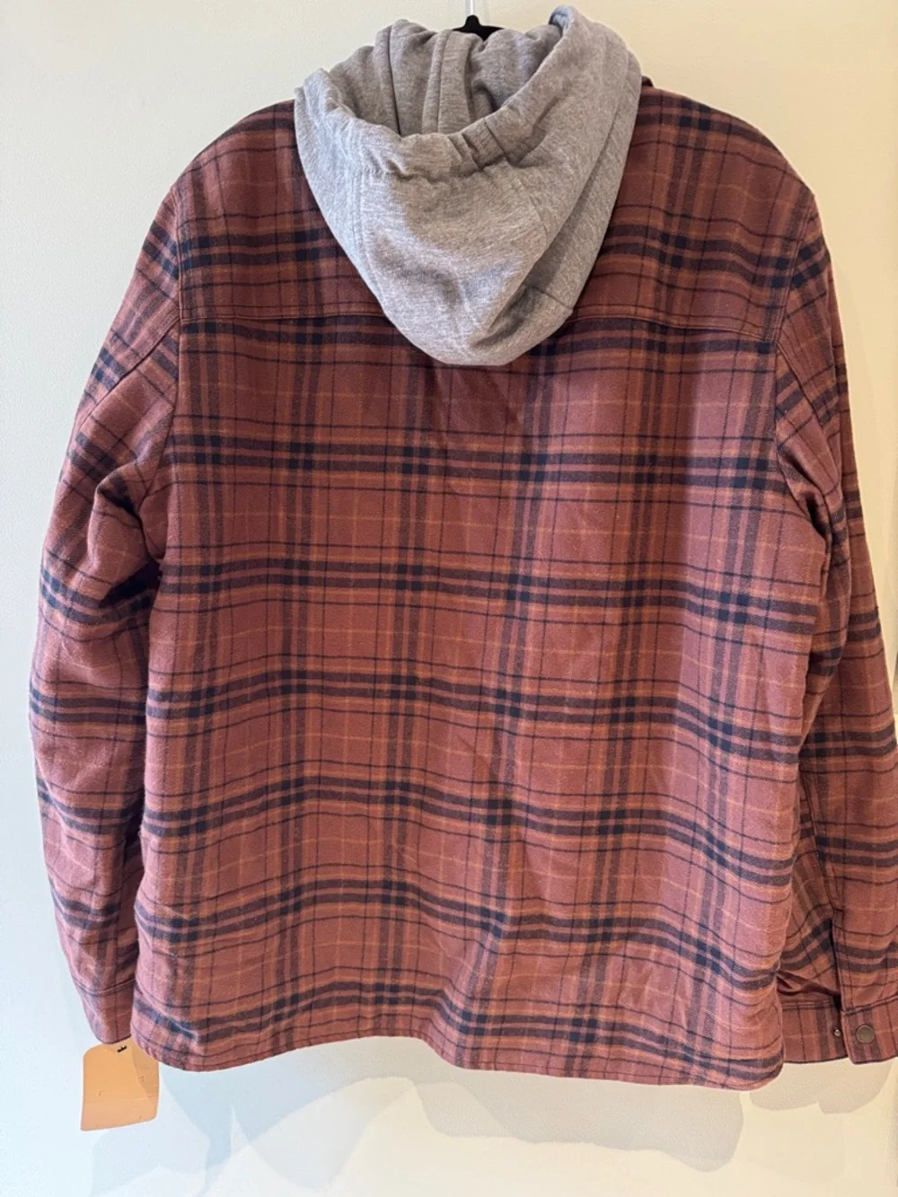 NWT Levi's Rusty Brown Plaid Hooded Sherpa-Lined Shirt Jacket size M - Picture 2 of 4